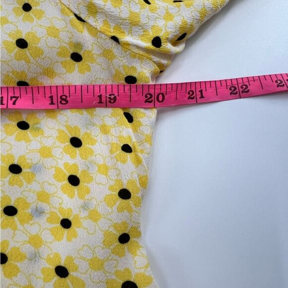 Ganni Floral Crêpe maxi Dress yellow sz 40 - Picture 6 of 8